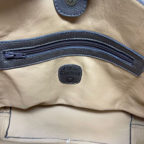 Calleen Cordero Brown Gold Metallic Genuine Leather Large Tote Bag - Picture 6 of 11